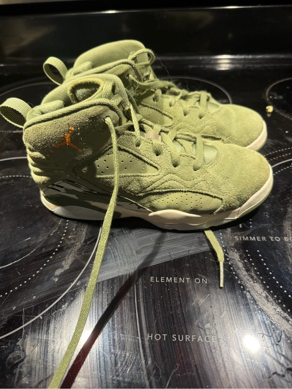 Jordan Kids Olive Green Suede High-Top Sneakers